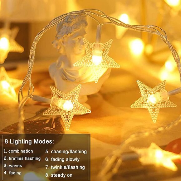 Star String Lights Plug in - 33 ft 100 LED Star Fairy String Lights with Remote - Picture 3 of 9